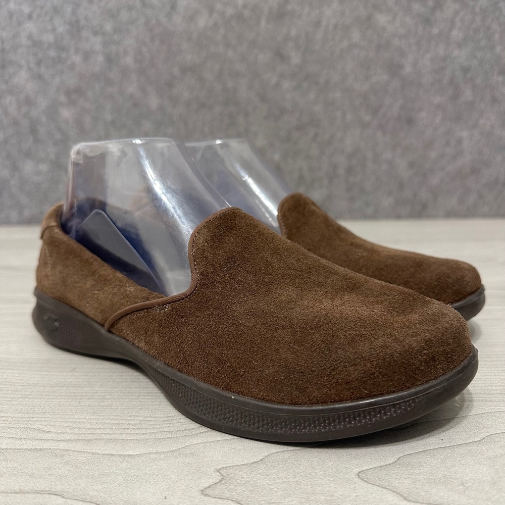 Skechers Go Step Lite Indulge Shoes Womens 7.5 Brown Suede Slip On Walking